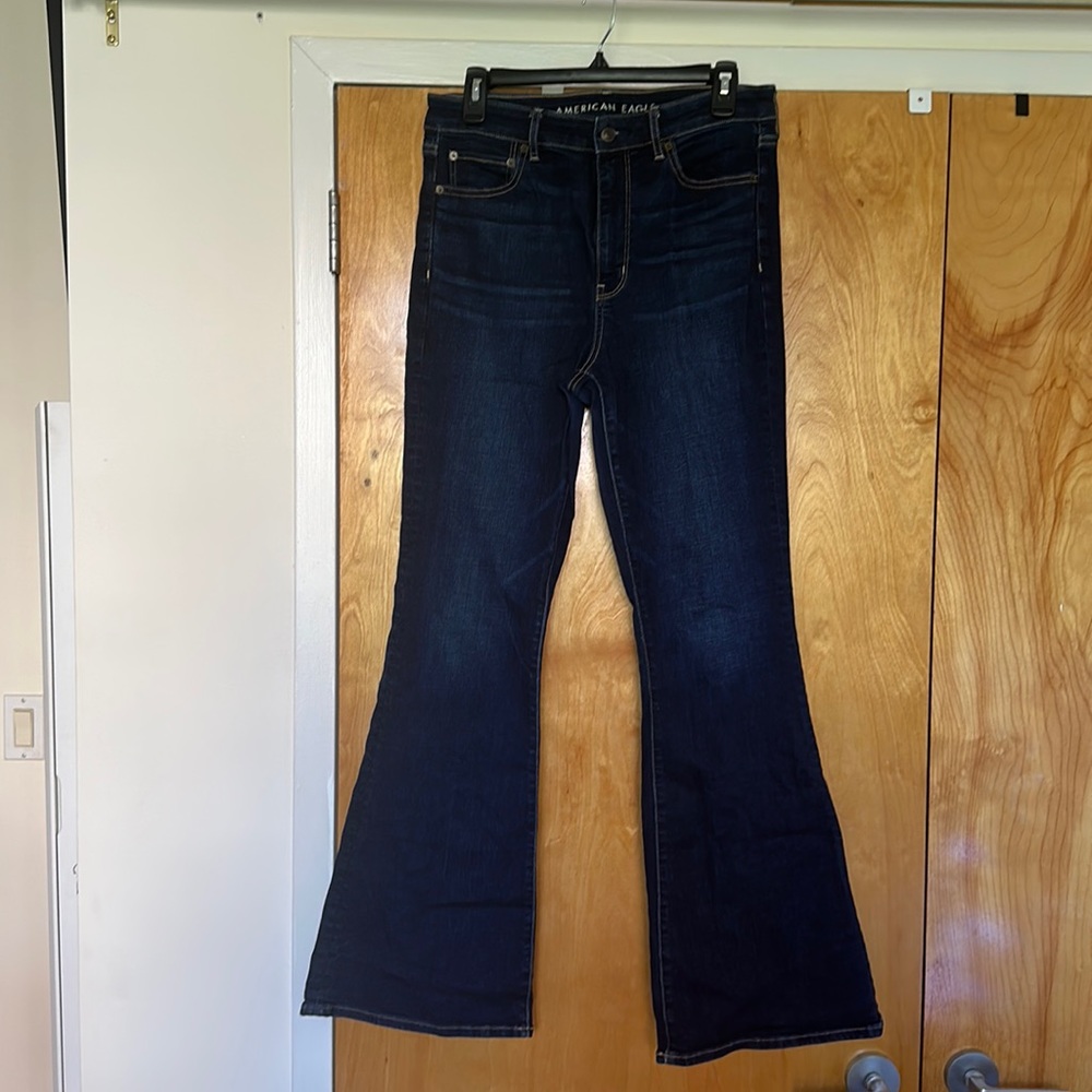 American Eagle Dark Wash High Rise Stretch Flare Jean